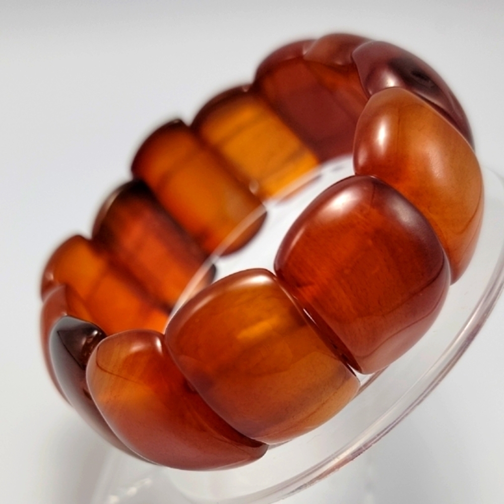 Chunky Beaded Carnelian Agate Stretch Bracelet Size 6-3/4" Natural Gemstone